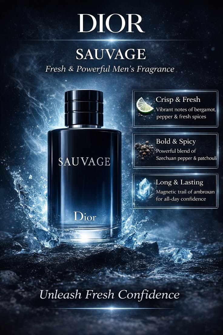 Dior Sauvage Eau de Toilette for Men – Fresh & Woody Fragrance | Long-Lasting Men's Cologne | 100 ML