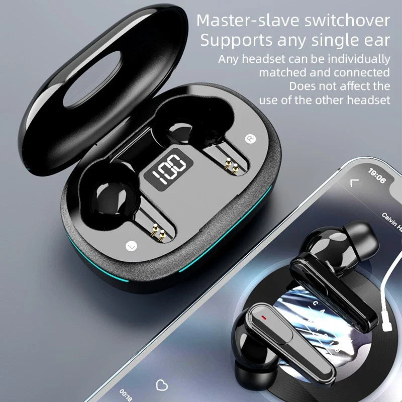 TWS Bluetooth Wireless Earbuds with Dual Mic ENC Noise Cancellation for Android & iPhone