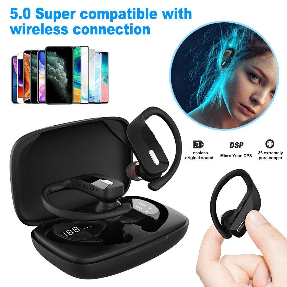 Bluetooth 5.0 TWS Wireless Earbuds Stereo Ear Hook Headset with Built-in Microphone
