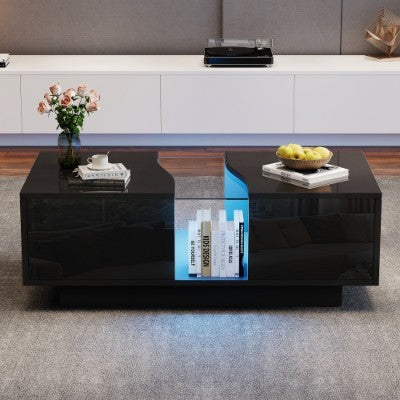 Led Coffee Table With 2 Drawer Storage