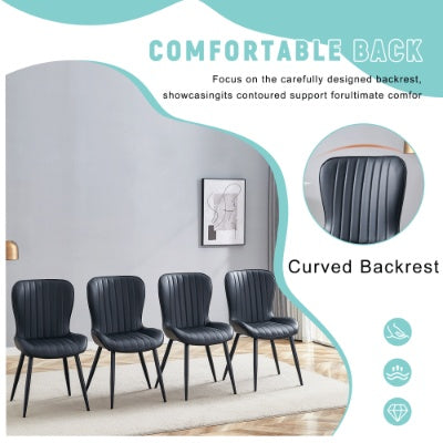 The Black Minimalist Ergonomic Dining Chair Comes In A Pack Of 4, With
