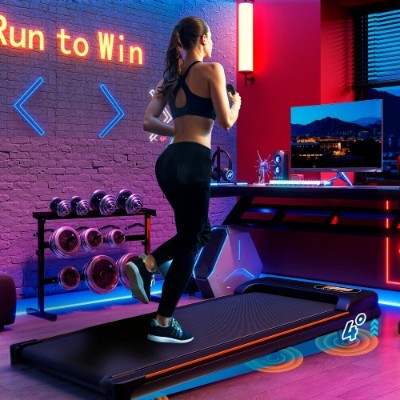 Folding Under Desk Walking Pad Treadmill With Adjustable Incline