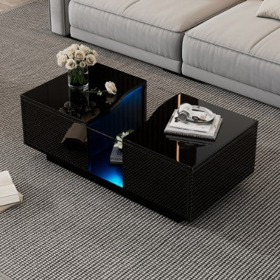Led Coffee Table With 2 Drawer Storage