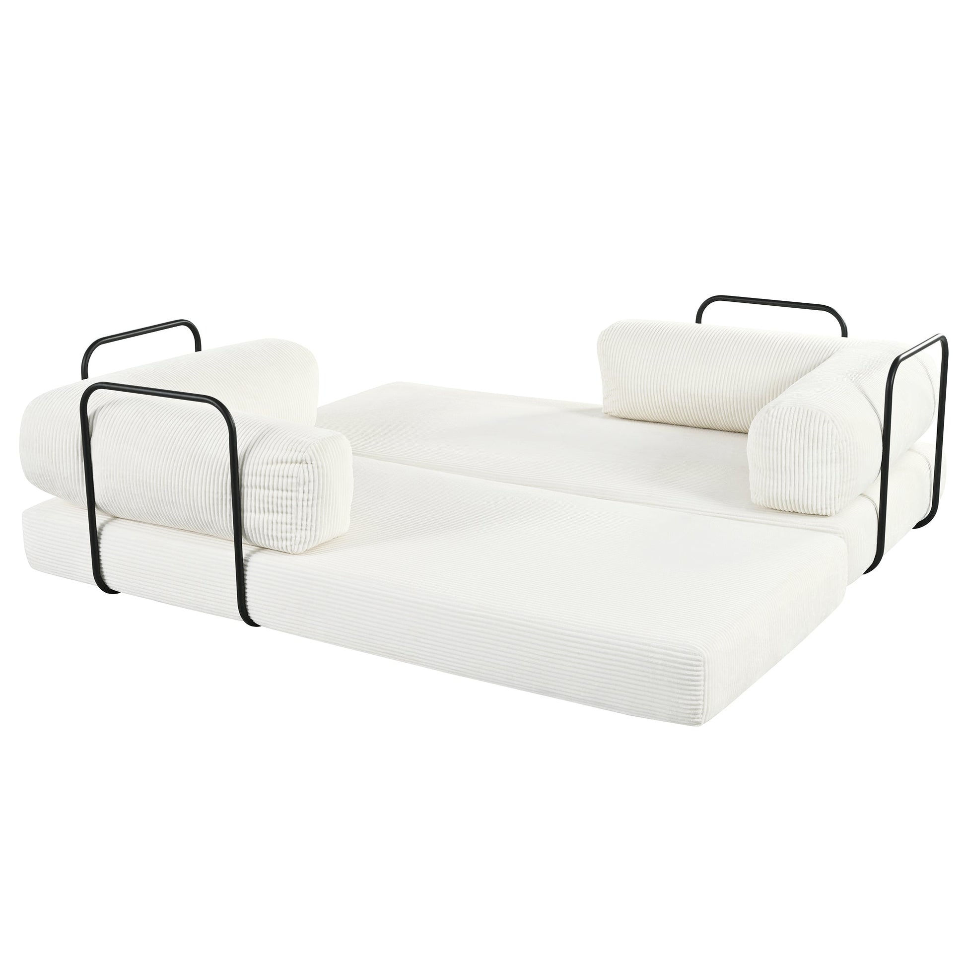 L-Shaped Modular Sofa Bed in Corduroy Fabric, Ideal for Living Rooms