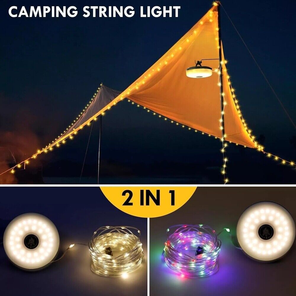 10M Outdoor Camping String Lights Festival Tent Light USB Charging Hanging Lamps