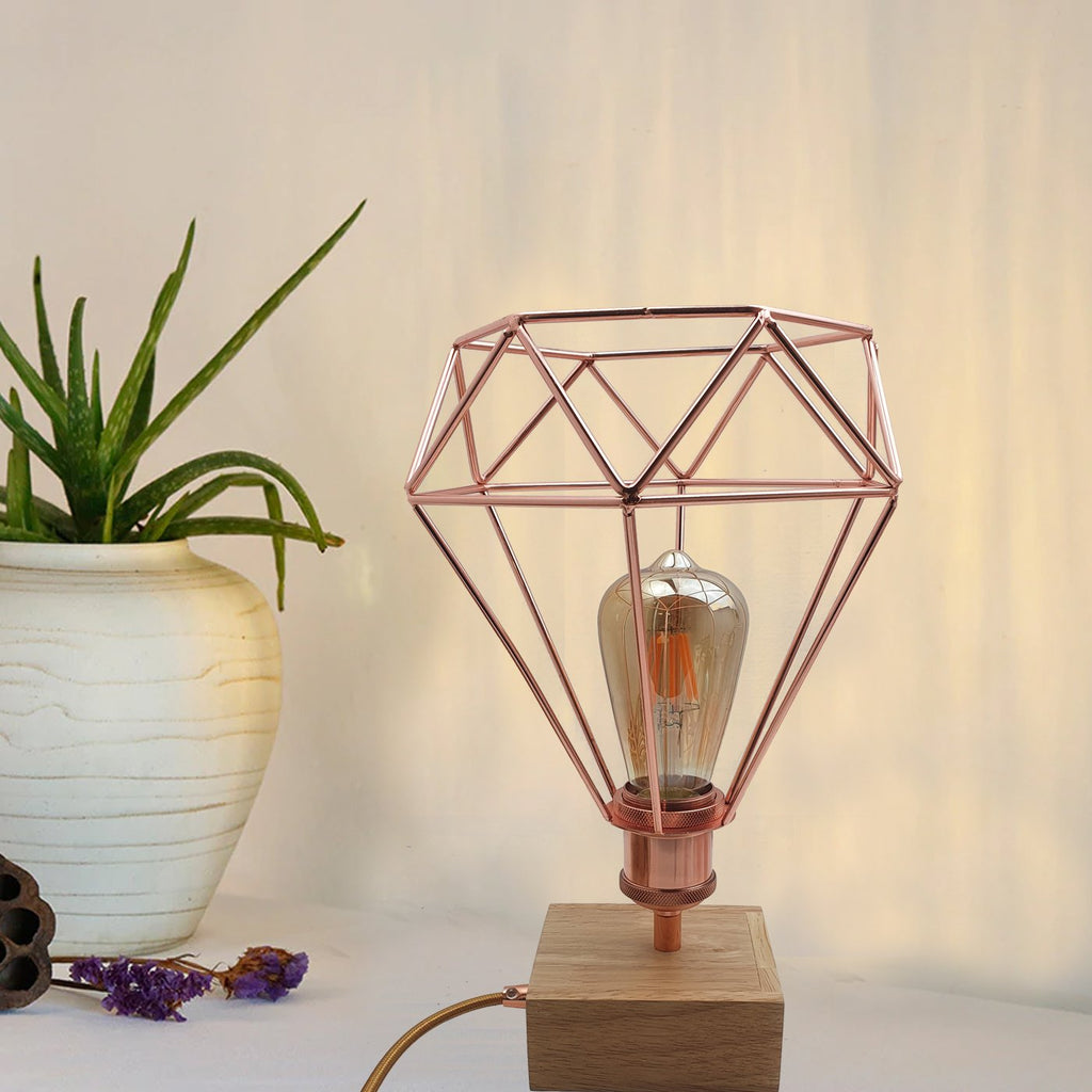 Industrial Bed Side Table Lamp Geometric wire cage Desk Lamp~2500