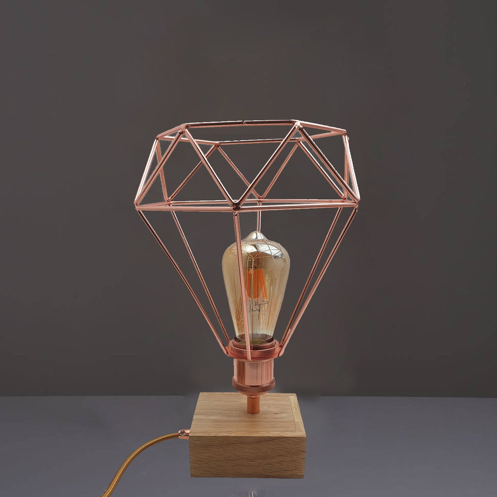 Industrial Bed Side Table Lamp Geometric wire cage Desk Lamp~2500