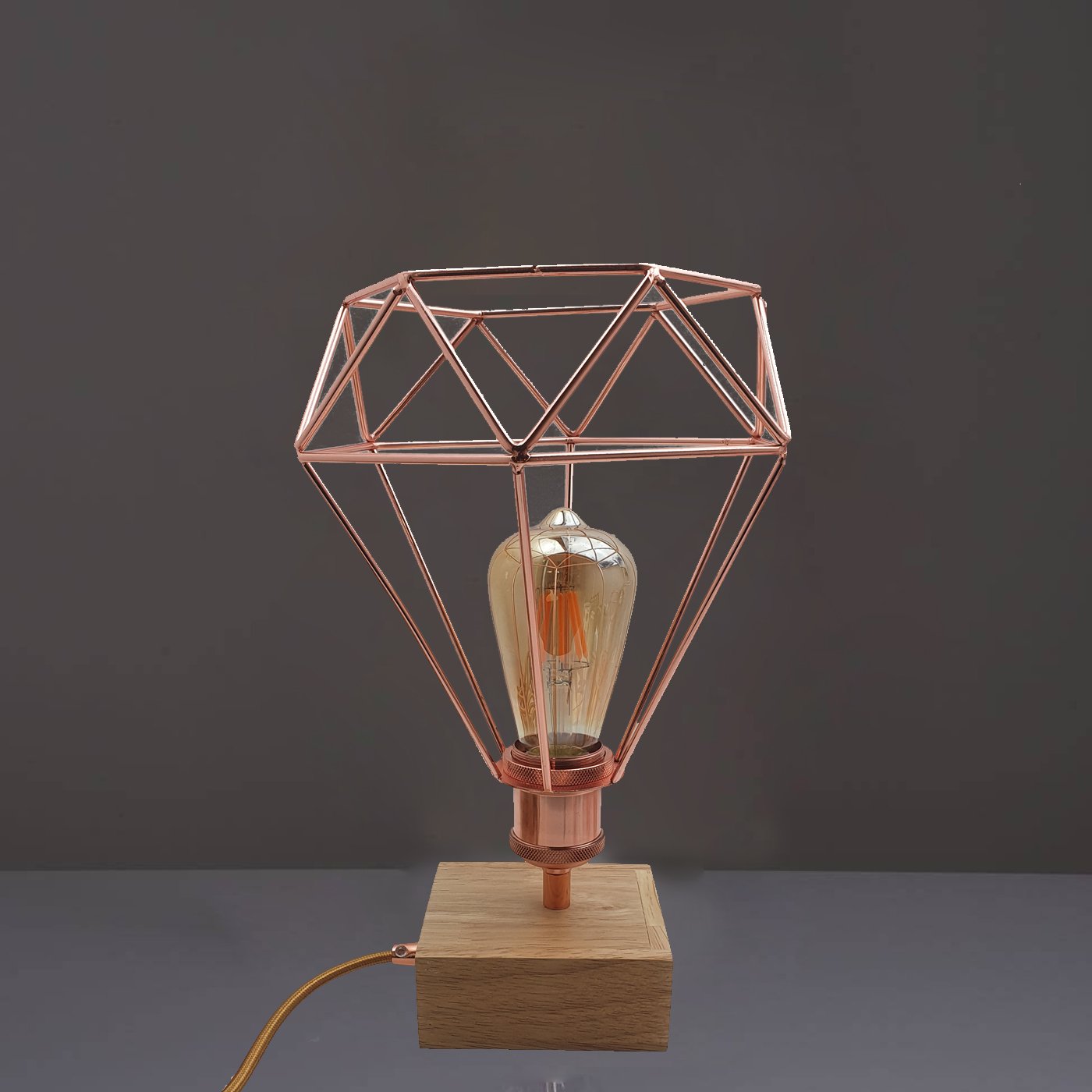 Industrial Bed Side Table Lamp Geometric wire cage Desk Lamp~2500