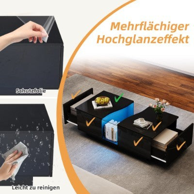 Led Coffee Table With 2 Drawer Storage